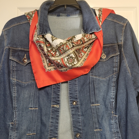 R Accessories - Vintage Italian Scarf & Leaf Scarf Clip ~ 1970s-1980s? ~ Pretty Paisley Pattern